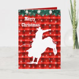Cartes Pour Fêtes Annuelles Western Rodeo Cowboy Bull Riding Plaid