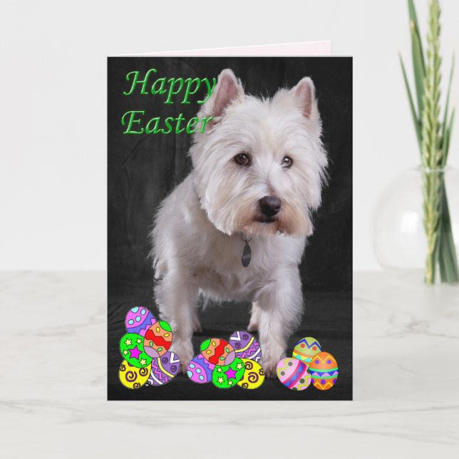 Cartes Pour Fêtes Annuelles Westie Joyeuses Pâques (Devant)