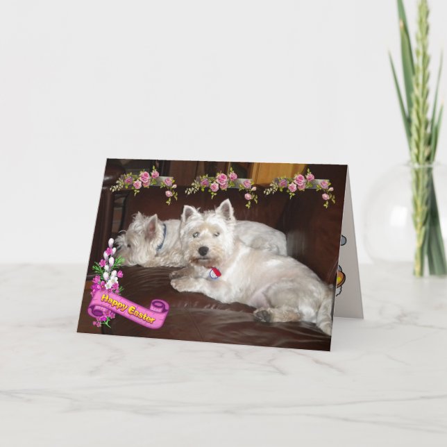 Cartes Pour Fêtes Annuelles Westie Joyeuses Pâques 2 (Devant)