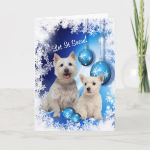 Cartes Pour Fêtes Annuelles Westie l'a laissé neiger salutation de vacances -