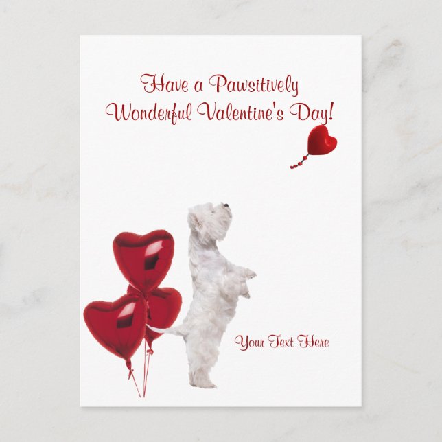 Cartes Pour Fêtes Annuelles Westie Pawsitivement Merveilleux Voeux Valentin #2 (Devant)