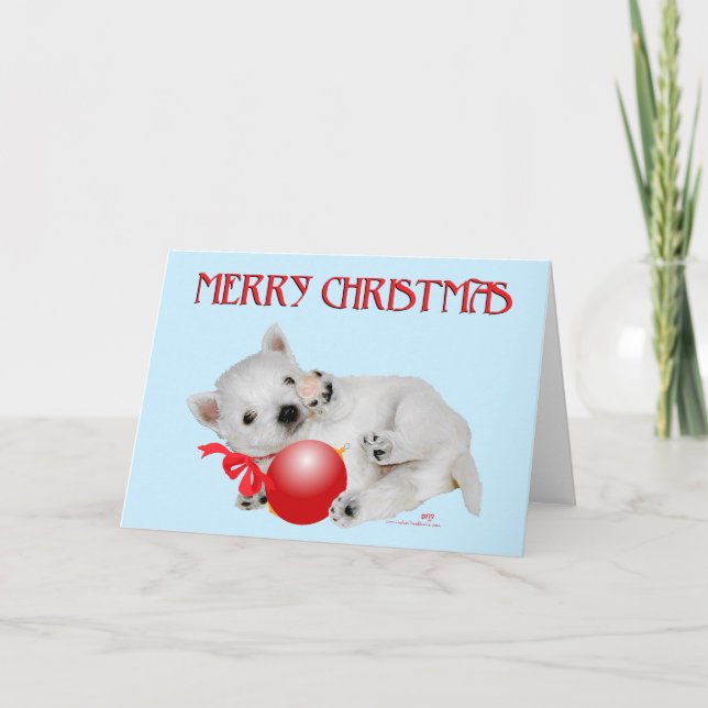 Cartes Pour Fêtes Annuelles Westie Puppy Christmas Playtime (Devant)