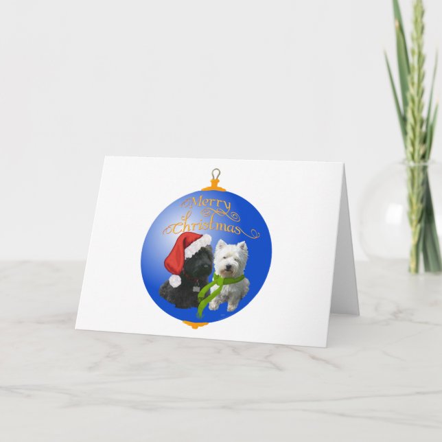 Cartes Pour Fêtes Annuelles Westie Scottie Noël Ornement (Devant)