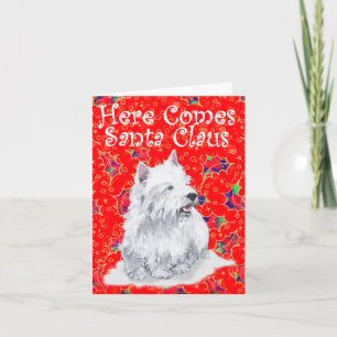 Cartes Pour Fêtes Annuelles Westie Voici venir le Père Noël