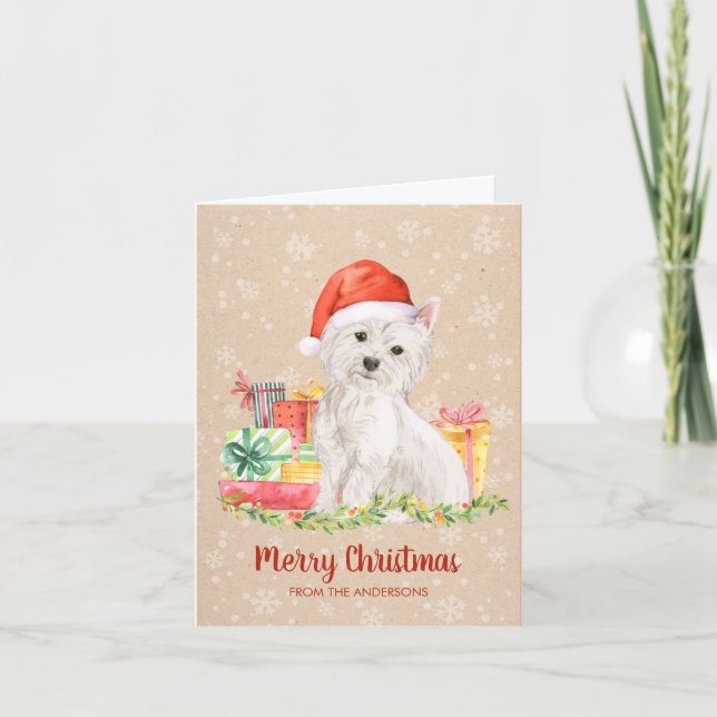 Cartes Pour Fêtes Annuelles Westie, West Highland Terrier| Chien plié (Devant)