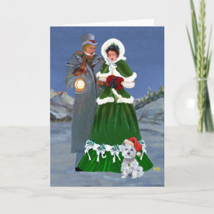 Cartes Pour Fêtes Annuelles Westies et Carols de Noël en famille