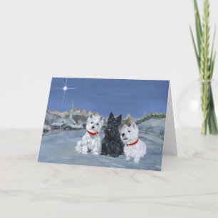 Cartes Pour Fêtes Annuelles Westies et un Scottie Christmas