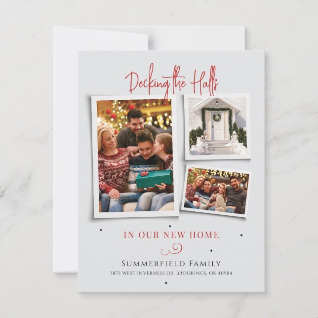 Cartes Pour Fêtes Annuelles We've Moved Photo Collage Christmas Moving (Devant)