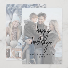 Cartes Pour Fêtes Annuelles Whimsical Black Happy Holidays 2 Photos verticales