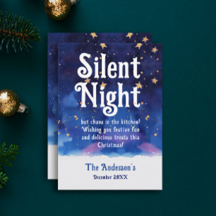 Cartes Pour Fêtes Annuelles Whimsical Blue Silent Night Magie Noël hiver