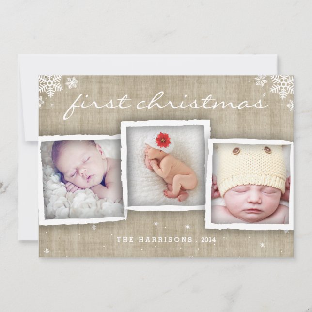 Cartes Pour Fêtes Annuelles Whimsical Burlap Rustique Joyeux Noël Photo (Devant)