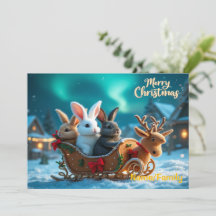 Whimsical Christmas Bunny Sleigh Ride