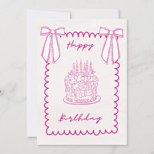 Cartes Pour Fêtes Annuelles Whimsical Coquette Pink Birthday Card (Devant)