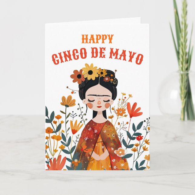 Cartes Pour Fêtes Annuelles Whimsical Frida Kahlo Happy Cinco de Mayo (Devant)