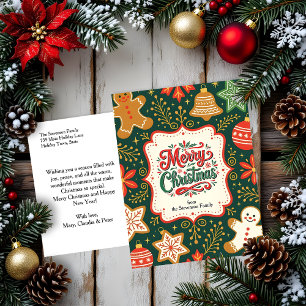 Cartes Pour Fêtes Annuelles Whimsical Gingerbread Holly voeux de Noël