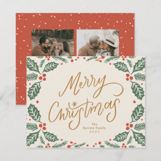 Cartes Pour Fêtes Annuelles Whimsical Lettered Christmas Holly