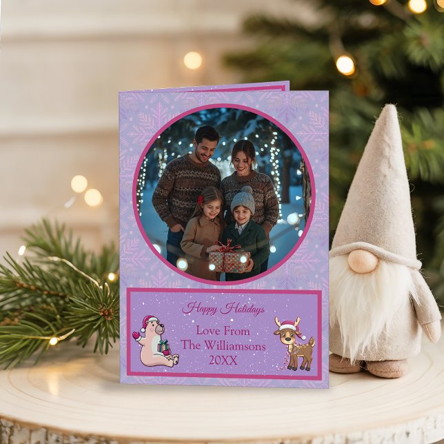 Cartes Pour Fêtes Annuelles Whimsical Lilac Holiday Photo Folded Holiday Card (Créateur téléchargé)