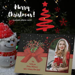 Cartes Pour Fêtes Annuelles Whimsical Red Riding Hood Photo Christmas Card 
