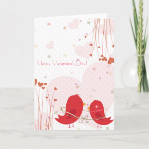 Cartes Pour Fêtes Annuelles Whimsical Romantic Red Birds Heureuse Sainte-Valen