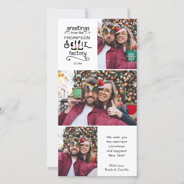 Cartes Pour Fêtes Annuelles Whimsical sELFie Factory Salutations 3 Photos (Devant)