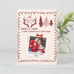 Cartes Pour Fêtes Annuelles Whimsical What A Year Multi Photo Christmas Red