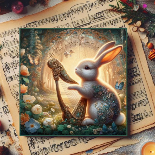 Cartes Pour Fêtes Annuelles Whimsical Woodland Bunny Musical Pâques (Créateur téléchargé)
