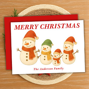 Cartes Pour Fêtes Annuelles Whimsman Famille de Snowman avec Écharpes Noël