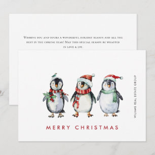 Cartes Pour Fêtes Annuelles Whimssical Père Noël Penguins Christmas Corporate
