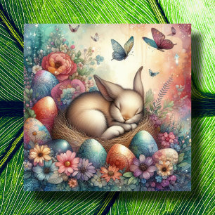 Cartes Pour Fêtes Annuelles Whimsstel Aquarelle Pastel Oeuf de Pâques Nest Bun