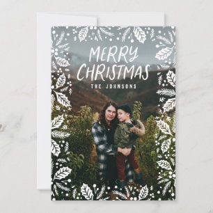 Cartes Pour Fêtes Annuelles Whimsy White Holly Photo de la frontière Noël