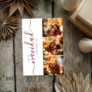 Cartes Pour Fêtes Annuelles Whimy Script Feliz Navidad Christmas Dark Red