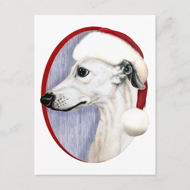 Cartes Pour Fêtes Annuelles Whippet Christmas White Père Noël (Devant)