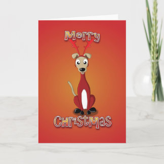 Cartes Pour Fêtes Annuelles whippet - costume de rennes - joyeux noël