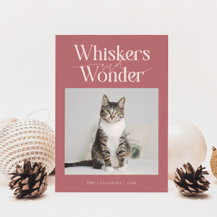 Cartes Pour Fêtes Annuelles Whiskers & Wonder Chat Photo Pink Noël