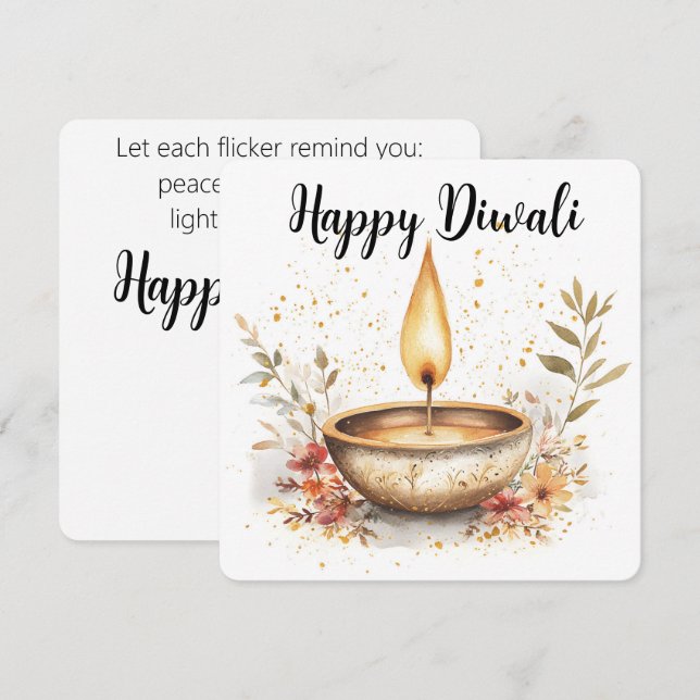 Cartes Pour Fêtes Annuelles Whispers of Flame, Diwali (Devant / Derrière)