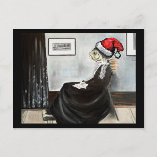 Cartes Pour Fêtes Annuelles Whistler's Mother as Fish with a Santa Hat