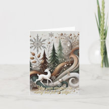 White deer 2Folded Holiday Card