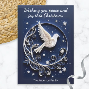 Cartes Pour Fêtes Annuelles White Dove of Peace Élégant Simple Bleu Noël