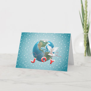 Cartes Pour Fêtes Annuelles White Dove On Earth Planet With JOY Text