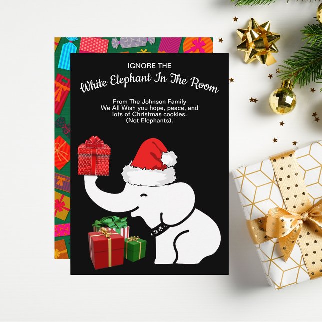 Cartes Pour Fêtes Annuelles White Elephant Noël Famille Salutation (White Elephant Christmas Family Greeting Holiday Card)