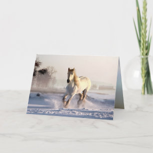 Cartes Pour Fêtes Annuelles White Horse Galloping
