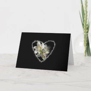 Cartes Pour Fêtes Annuelles White Lily Heart Valentine Love Romance Card