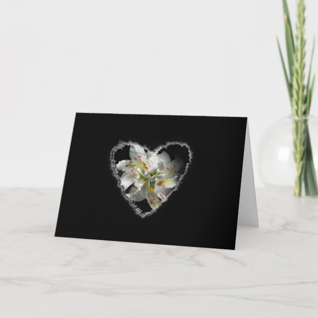 Cartes Pour Fêtes Annuelles White Lily Heart Valentine Love Romance Card (Devant)