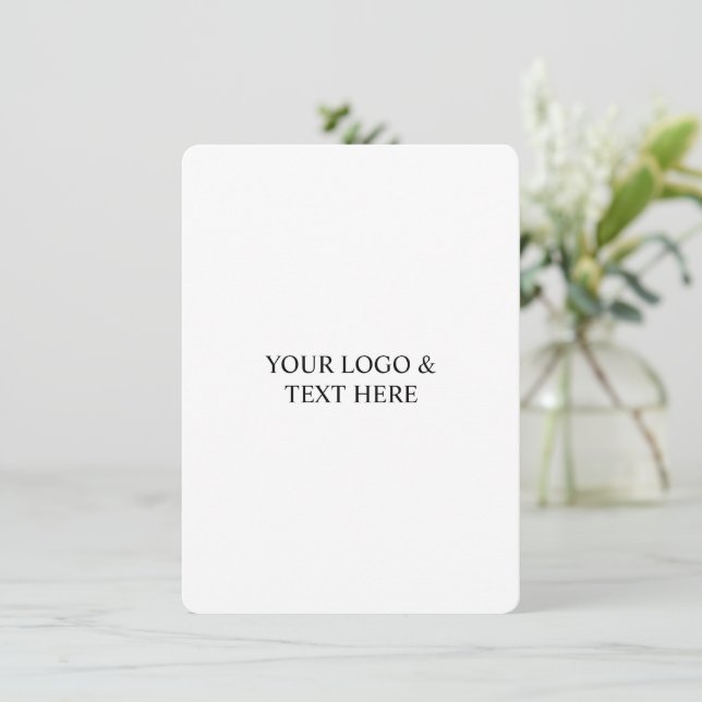 Cartes Pour Fêtes Annuelles White Personalized – Your Logo & Text Here (Debout devant)