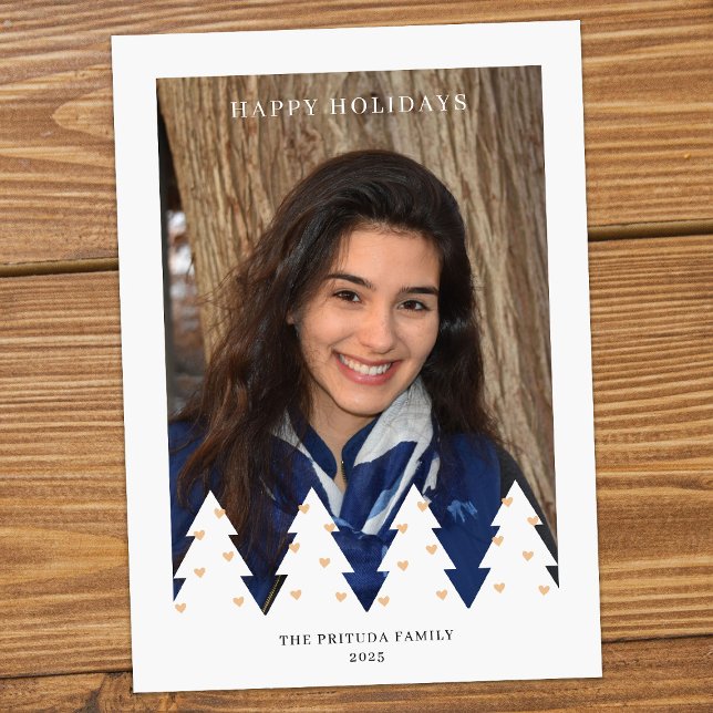 Cartes Pour Fêtes Annuelles White Pine Trees Holiday Photo Card (Créateur téléchargé)