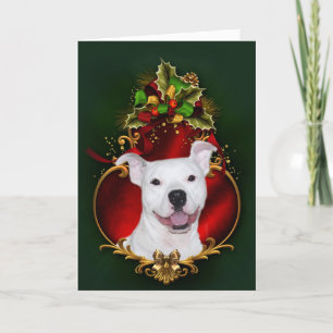 Cartes Pour Fêtes Annuelles White pitbull Christmas