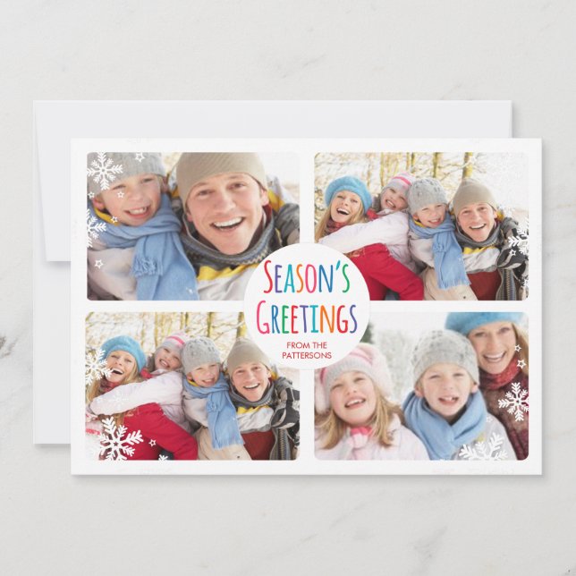 Cartes Pour Fêtes Annuelles White Snowfall Joyeux Noël Photo Collage Card (Devant)