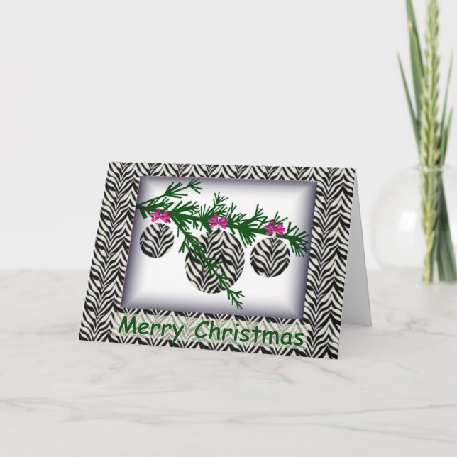 Cartes Pour Fêtes Annuelles Wild Zebra Print Noël (Devant)