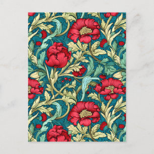 Cartes Pour Fêtes Annuelles William Morris Motif inspiré des fleurs rouges