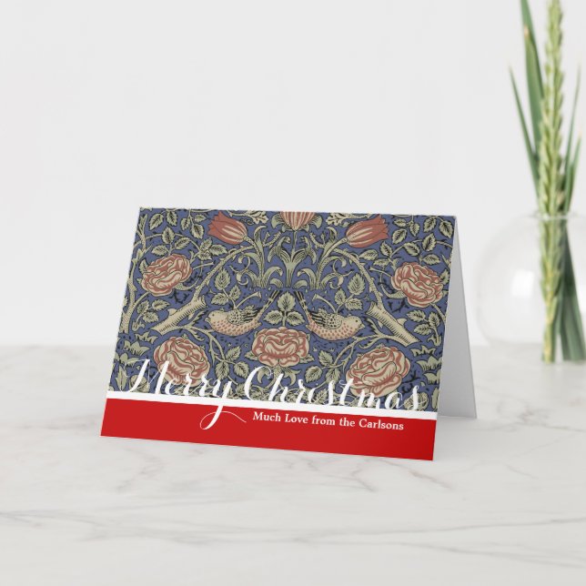 Cartes Pour Fêtes Annuelles William Morris Tudor Fond d'écran Rose (Devant)